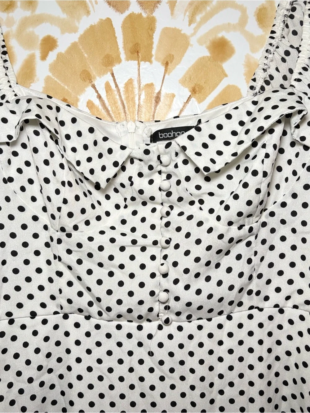 Boohoo Polka Dot Mini Dress | Puff Sleeve Babydoll Dress | French Girl Style - Picture 6 of 12